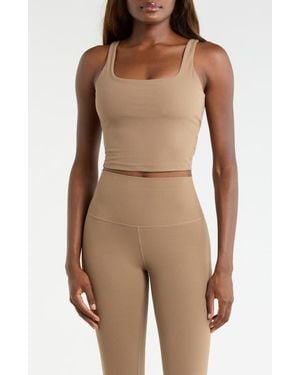 Mpg Crop Rib Tank Top - Brown