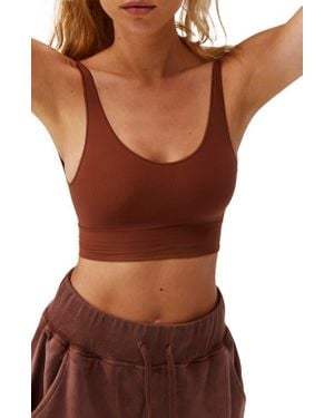 Noody Seamless Body Smooth Scoop Neck Top - Brown