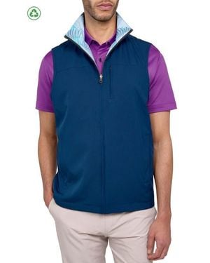 Con.struct Regular Fit Leaf Print Recycled Performance Reversible Vest - Blue