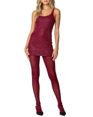 Edikted Rhinestone Mesh Minidress - Red
