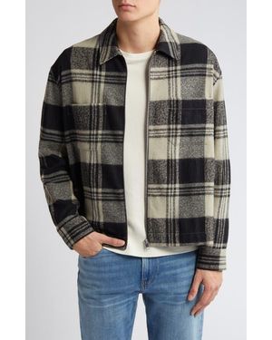 FRAME Spring Plaid Zip Shirt Jacket - Black