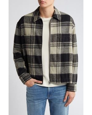 FRAME Spring Plaid Zip Shirt Jacket - Black