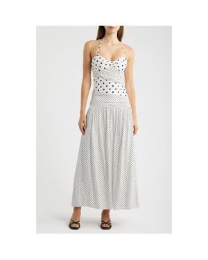 Princess Polly Marguerite Halter Dot Print Maxi Dress - White