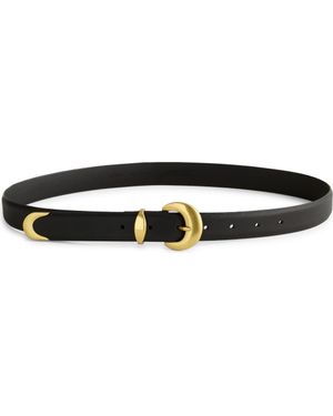 Madewell Wide Domed Buckle Leather Belt - Black