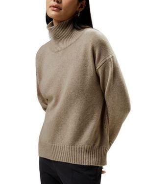 LILYSILK Turtleneck Relaxed-Fit Cashmere Sweater - Natural