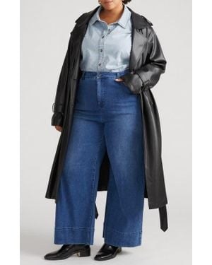UNIVERSAL STANDARD Water Resistant Faux Leather Trench Coat - Blue