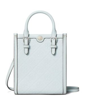 Tory Burch Mini T Monogram Debossed North/South Tote - Blue