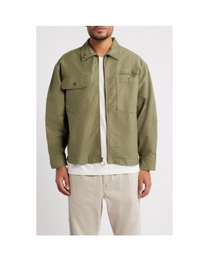Dark Seas Corporal Zip-Up Cotton Canvas Worker Shirt - Green
