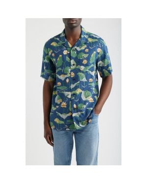 Pendleton Floral Cotton Camp Shirt - Blue