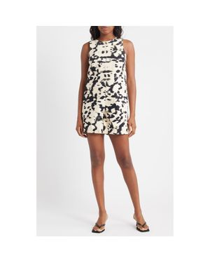 TOPSHOP Animal Print Cotton Romper - White