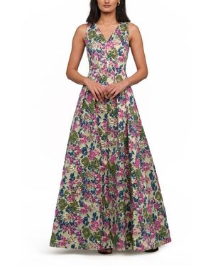 JS Collections Madge Pleated Ballgown - White