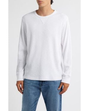 Treasure & Bond Thermal Waffle Slub Knit Long Sleeve T-Shirt - White