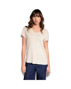 Celtic & Co. Relaxed V-Neck Linen Blend T-Shirt - White