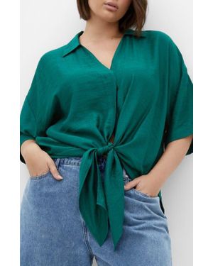 City Chic Rosie Tie Front Top - Green