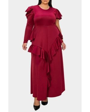L I V D Vivienne Ruffle Maxi Dress - Red