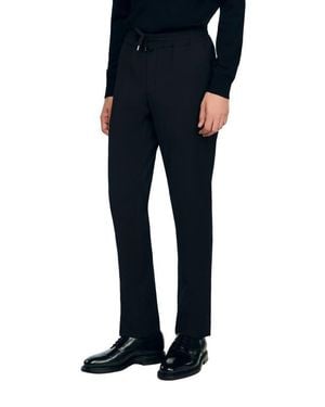 Sandro Elasticated Straight-Leg Pants - Black