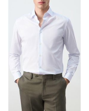 Mango Slim Fit Stripe Cotton Button-Up Shirt - White