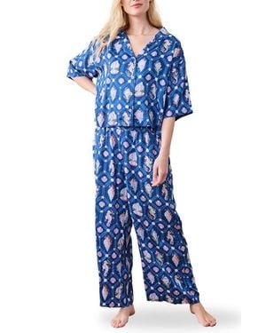 Printfresh Wildest Dreams Satin Pajamas - Blue