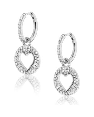 Sheryl Lowe Diamond Open Heart Charm On Huggie Hoop - Metallic