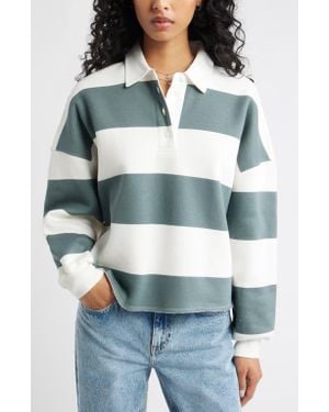 BP. Stripe Cotton Blend Rugby Sweatshirt - Green
