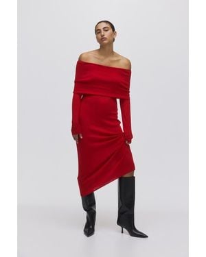H&M Off-The-Shoulder Dress - Red