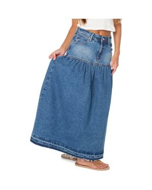 Roxy Nocturne Denim Maxi Skirt - Blue
