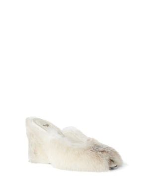 Fendi Acro Genuine Shearling Wedge Mule Sandal - White