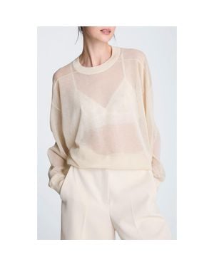 Kenneth Cole Sheer Crewneck Sweatshirt - Natural
