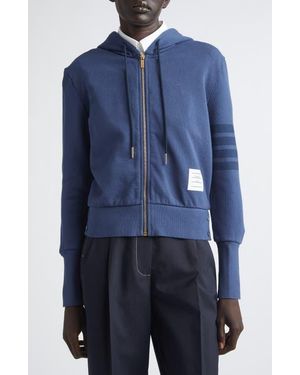 Thom Browne 4-Bar French Terry Full Zip Hoodie - Blue