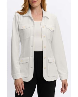 Foxcroft Stella Crepe Knit Utility Jacket - White
