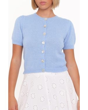 Petal & Pup Zena Puff Short Sleeve Cardigan - Blue