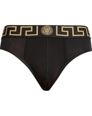Versace 2-Pack Greca Border Stretch Cotton Briefs - Black
