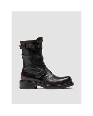 Officine Creative Dakota 004 Leather Buckle Boots - Black