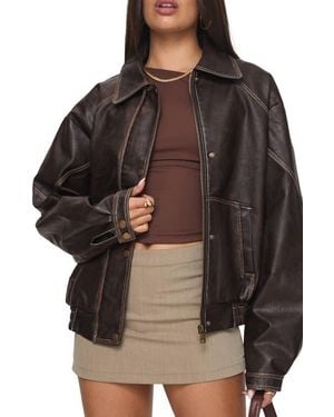 Princess Polly Jaxton Faux Leather Jacket - Brown