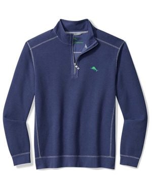 Tommy Bahama Montego Bay Textured Cotton & Lyocell Half Zip Pullover - Blue