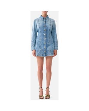 CAMILLA Shirt Dress With A Line Skirt - Blue