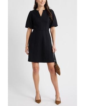 Caslon Puff Sleeve Ponte Dress - Black