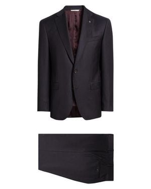 Jack Victor Esprit Box Check Super 130S Wool Suit - Blue