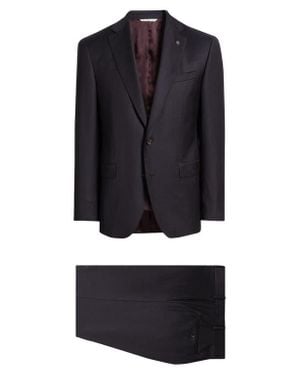 Jack Victor Esprit Box Check Super 130S Wool Suit - Blue