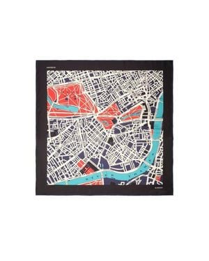 Burberry London Map Silk Scarf - Black