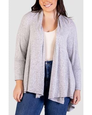 24seven Comfort Apparel Open Front Waterfall Cardigan - White