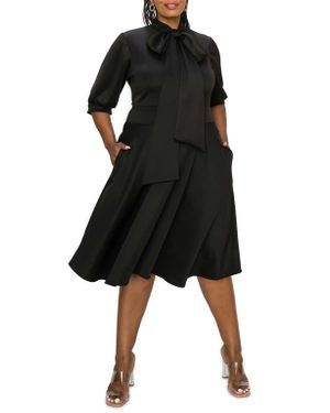L I V D Carina Donna Fit & Flare Midi Dress - Black