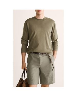 Mango Finely Knit Cotton & Silk Sweater - Green