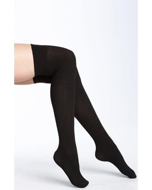 Nordstrom Box-Ribbed Over The Knee Socks - Black