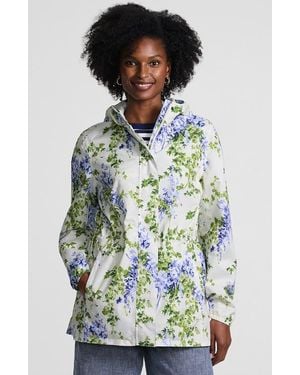 Lands' End Tall Print Waterproof Hooded Packable Raincoat - Multicolor