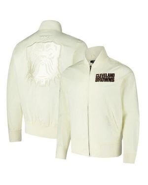 Pro Standard Cleveland Browns Triple Tonal Full-Zip Twill Jacket - White