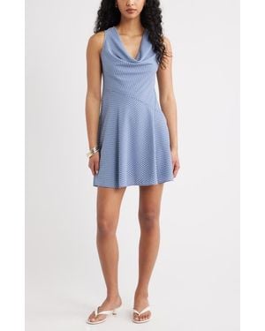 Open Edit Cowl Neck Fit & Flare Minidress - Blue