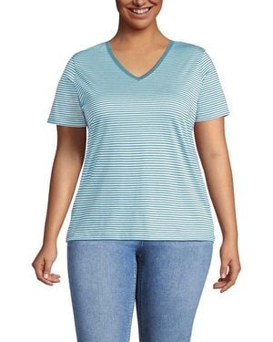Lands' End Relaxed Supima Cotton V-Neck T-Shirt - Blue