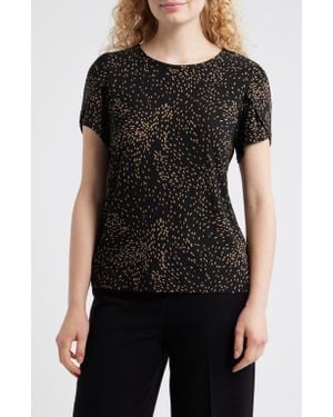 Anne Klein Dot Tulip Sleeve Top - Black