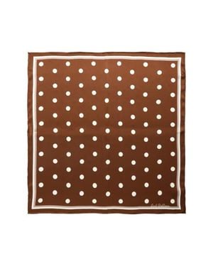 Lost Pattern Retro Polka Dot Silk Square Bandana - Brown